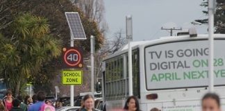 One of the new speed signs on Nayland Rd on Monday afternoon. Photo: Phillip Rollo.
