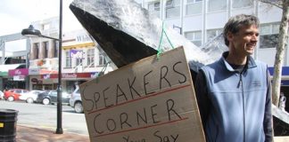 Graeme O’Brien has set up a new protest on Trafalgar St, where Lewis Stanton spent some time during his 18 month protest. Photo: Sinead Ogilvie.