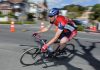 Nelson cyclist Robbie Hill takes a corner during the race around the Cathedral on Sunday. Insert: Cyclists race past the Cathedral. Photos: Phillip Rollo.