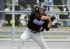 Eagles hitter Nigel Kelly lines up a pitch during a game at Saxton Field on Saturday. Photo: Phillip Rollo.