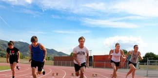 Nelson sprinters Madisen Stanley, Jonas Kale, Adam Pauling, Hannah Shepherd and Bonita Morrissey-Smith will be competing at the New Zealand Secondary School Track & Field Championship in Dunedin this weekend. Photo: Phillip Rollo.