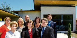 The Hope Garden of Remembrance Crematorium was officially unveiled on Saturday morning by the Day family. They are from left; Tracey, Dorothy, Paddy, Francis, Bridget Hoult, Melanie, Bevan Hoult and Michael. Photo: Phillip Rollo.