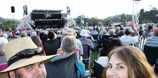 Tim and Sandra Babbage amongst a crowd of thousands at Saturday night’s Opera in the Park event. Photo: Sinead Ogilvie.