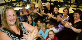 NZ Sign Language Tutor Rachel Summers teaching sign language during a Nayland College Community Education class. Photo: Sinead Ogilvie.