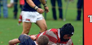 Tevita Cabuvati dives across the tryline to score under the posts. Photo: Blair Hall/imagepress.co.nz.