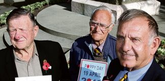 Nelson RSA members preparing for Poppy Day this Friday. They are from left; Doug Goodall, who served in the Navy in World War 2; Don Squire, who served in the army in the Korean War and RSA Nelson president Barry Pont, who served in the army at Vietnam. Photo: Andrew Board.