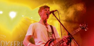 OH BLOK frontman Kieran O’Connor performs during Friday night’s Smokefreerockquest regional final at the Theatre Royal. Photo: Phillip Rollo.