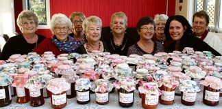 Shirley Burns, Rachel Madden, Therese Dunnill, Yvonne Burns, Lynne White, Vera White, Heather Jackson, Sally Win and Michelle Collier. Others involved but not pictured are Beryle Smith, Heather Burns, Gloria Lineham, Diane Beatty and Linda Homan. Photo: Andrew Board.