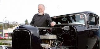 Nelson Hot Rod owner Beven Bennett with his 1932 Ford Coupe that will be a part of the Independence Day Cruise to Riwaka this Sunday. All American vehicles are invited to take part. Photo: Andrew Board.