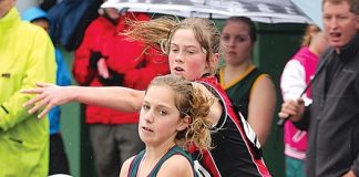Broadgreen Intermediate player Shayla Halem takes a pass during her side's 11-29 loss to Waimea Intermediate at Saxton Field on Saturday. Photo: Phillip Rollo.