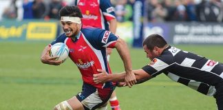 Tasman Makos captain Shane Christie makes a break during Sunday's win over Hawke's Bay at Trafalgar Park. Photo: Phillip Rollo.
