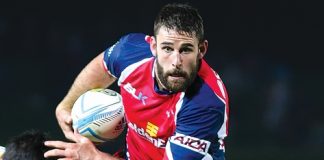 Tasman Makos halfback Billy Guyton on the charge ahead of the semi final in Blenheim this weekend. Photo: Phillip Rollo.