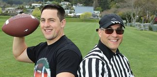 Junior Rippa Gridiron League trainer Devon Scott and head coach Mark Rais are hoping more Nelson youth will take part in their summer competition. Photo: Phillip Rollo.