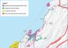 Map showing the possible areas affected by various hazards.