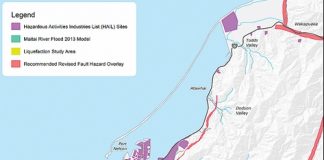 Map showing the possible areas affected by various hazards.