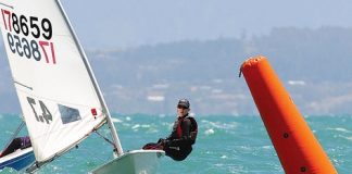 Nelson's Laura Harding won the Laser 4.7 section in Nelson Haven on Sunday. Photo: Marc Palmano/Shuttersport.