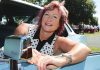 Annie Gray-Garland of Stoke, with her 1975 Cadillac Deval at the Classic Car display held at the Richmond A&P Showgrounds on Sunday. Photo: Sinead Ogilvie.