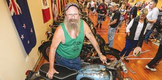 Stoke man Bob Ching with his 1951 Triumph Thunderbird, a motorcycle he’s owned for more than 50 years. Photo: Phillip Rollo.