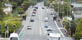 The Waimea Rd lights that were recently installed using the region’s “R funding” or regional funding given to the council by the government. Photo: Sinead Ogilvie.