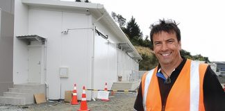 The old outdoor substation on Haven Rd will be replaced by the new substation, pictured with Nelson Electricity Ltd general manager Phil Goodall. Photos: Andrew Board.