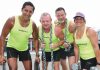 Members of the Wairua Mud Rookies from left; Greg Witika, Steve Fitzgerald, Al and Sharron Martin during their training on Sunday. Photo: Andrew Board.