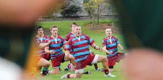 Last year’s Nayland College captain Kendall Hodson performs the haka before a Press Cup game. Photo: Phillip Rollo.