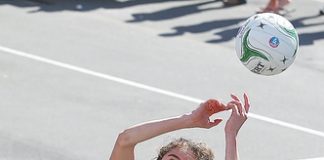Nelson College for Girls goal shoot, Abbey Franklin, pulls down a pass at Saxton Field over the weekend. Photo: Evan Barnes/Shuttersport.