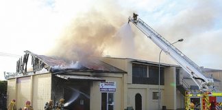 A fire at Waterblaster Solutions in Wakatu Estate was the third major fire in just two weeks. Photo: Phillip Rollo.