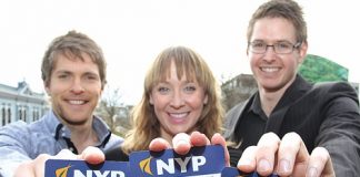 Nelson Young Professionals members Mat Pottinger, Michelle Byczkow and Daniel Ewers with the new membership cards that have been introduced. Photo: Andrew Board.