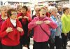 Flash mob are Off Their Rockers Pam Shaw, centre, gets into the music as the over 60s choir Off Their Rockers converged on Fresh Choice Nelson for a much appreciated flash mob. Photo: Jessie Johnston.