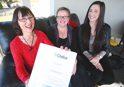 yourchoice2 Family Education Network committee member Lynda Rea, left, and YrChoice presenter Stephanie Mackintosh, right, with The Breeze breakfast host Breffni O'Rourke. Photo: Simon Bloomberg.