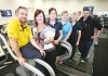 Walk With Us president Carol Shirley, second left, with ASB Aquatic and Fitness Centre staff from left, Pierre Holland, Crystal Gaiger, Lisa Stove, Bev Goodall and Vaughan Hope in the centre’s gym last Tuesday. Photo: Simon Bloomberg.