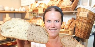 The Swedish Bakery’s Karolina Hedlund with the fusion loaf that the bakery invented last week. Photo: Andrew Board.