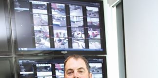 Senior Sergeant Shane Miles, of Nelson, with the CCTV camera monitors that are used by police and volunteers from the Nelson Community Patrol to keep an eye on the city. Photo: Andrew Board.