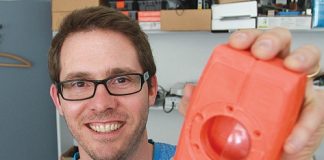 Snapit HD founder and CEO Chris Rodley, with a prototype of the FishEye camera that could be put on fishing boats around New Zealand. Photo: Andrew Board.