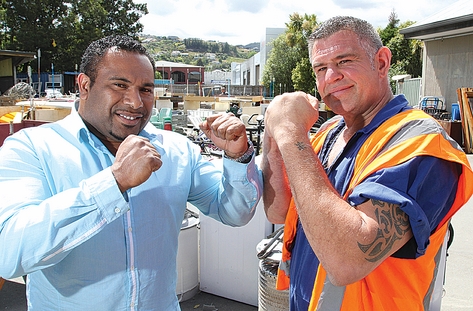 boxing MATE AGAINST MATE: Ivan Tava, left, and James Hemi, will face off in the ring next April for the Fight 4 Victory charity boxing fundraiser. Photo: Andrew Board.