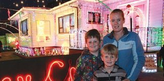 Anita Manson visits the Walkers home on Tahunanui Drive with her sons Jack, 10 and Dylan, 7. Photo: Andrew Board.