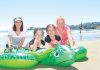 Nelson’s Karen Tonkin, Sabrina Tonkin, Jade Tonkin and Leanne Power making the most of the sunshine at Tahunanui Beach. The beach has been a popular place these holidays as sun shines over the region. Photo: Jessie Johnston.