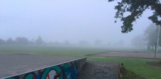 Richmond's Jubilee Park disappeared into the fog this morning. Photo: Brittany Spencer.